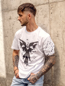 Bolf Herren T-Shirt mit Motiv Weiß  300A