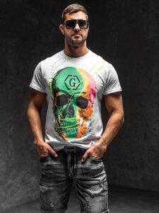 Bolf Herren T-Shirt mit Motiv Weiß  KS2107