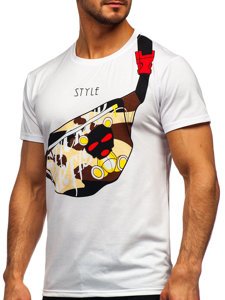 Bolf Herren T-Shirt mit Motiv Weiß  KS2371