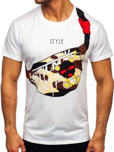 Bolf Herren T-Shirt mit Motiv Weiß  KS2371