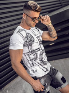 Bolf Herren T-Shirt mit Motiv Weiß  KS2525TA