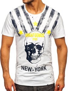 Bolf Herren T-Shirt mit Motiv Weiß Y70006