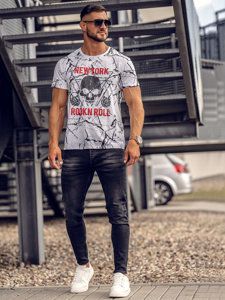 Bolf Herren T-Shirt mit Motiv Weiß  Y70030A