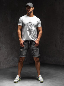 Bolf Herren T-Shirt mit Motiv Weiß  Y70052