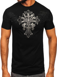 Bolf Herren T-Shirt mit Pailletten Motiv Schwarz  MT3037