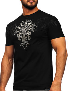 Bolf Herren T-Shirt mit Pailletten Motiv Schwarz  MT3037