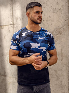 Bolf Herren T-Shirt mit Print Camo Blau  S808A1