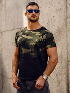 Bolf Herren T-Shirt mit Print Camo Khaki  S808A1