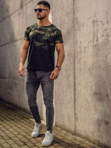 Bolf Herren T-Shirt mit Print Camo Khaki  S808A1