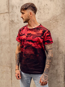 Bolf Herren T-Shirt mit Print Camo Rot  S808A1