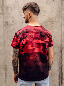 Bolf Herren T-Shirt mit Print Camo Rot  S808A1