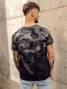 Bolf Herren T-Shirt mit Print Camo Schwarzgrau  S808A1