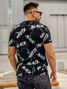 Bolf Herren T-Shirt mit Print Schwarz-Grün  14939