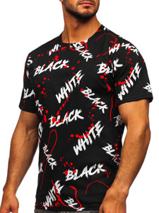 Bolf Herren T-Shirt mit Print Schwarz-Rot  14939