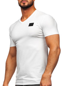 Bolf Herren T-Shirt mit  V-Ausschnitt mit Motiv Weiß  MT3030