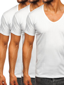 Bolf Herren T-Shirts mit V-Ausschnitt Weiß  9002-3P 3 PACK