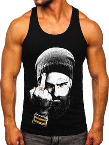 Bolf Herren Tank Top Boxershirt mit Motiv Schwarz  14842