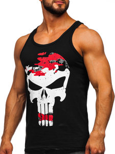 Bolf Herren Tank Top Boxershirt mit Motiv Schwarz-Rot 14849