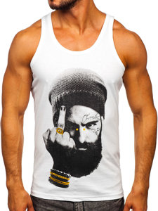 Bolf Herren Tank Top Boxershirt mit Motiv Weiß 14842