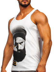 Bolf Herren Tank Top Boxershirt mit Motiv Weiß 14842