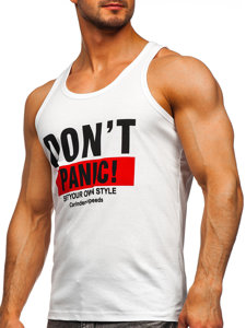 Bolf Herren Tank Top Boxershirt mit Motiv Weiß  14854