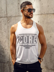 Bolf Herren Tank Top Boxing T-Shirt mit Motiv Weiß  14840A