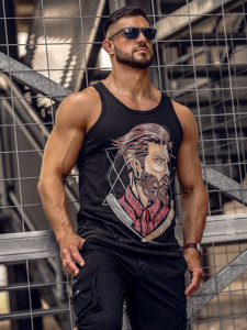 Bolf Herren Tank Top mit Motiv Schwarz  143032A