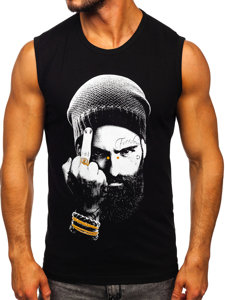 Bolf Herren Tank Top mit Motiv Schwarz  14812