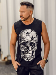 Bolf Herren Tank Top mit Motiv Schwarz  14817A