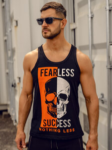 Bolf Herren Tank Top mit Motiv Schwarz  14841A