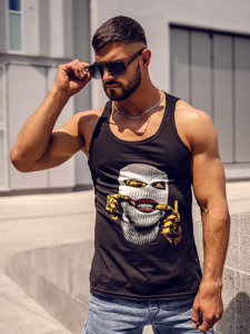 Bolf Herren Tank Top mit Motiv Schwarz  14844A