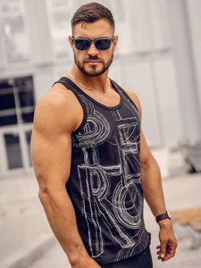 Bolf Herren Tank Top mit Motiv Schwarz  14846A