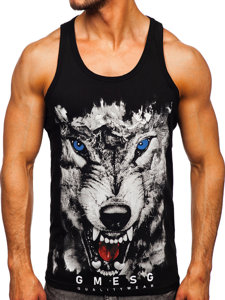 Bolf Herren Tank Top mit Motiv Schwarz  14850