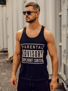 Bolf Herren Tank Top mit Motiv Schwarz  14855A