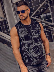 Bolf Herren Tank Top mit Motiv Schwarz-Schwarzgrau  14818A