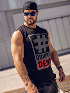 Bolf Herren Tank Top mit Motiv Schwarz-Schwarzgrau Bolf 19802A