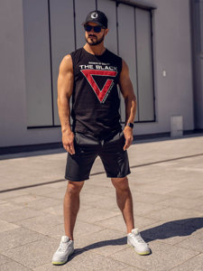 Bolf Herren Tank Top mit Motiv Schwarz14816A