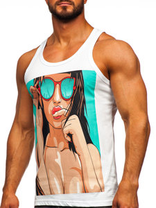 Bolf Herren Tank Top mit Motiv Weiß  143027