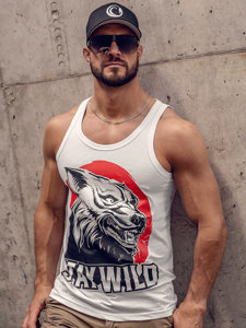 Bolf Herren Tank Top mit Motiv Weiß  143029A