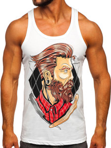 Bolf Herren Tank Top mit Motiv Weiß  143032