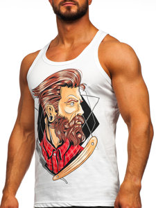 Bolf Herren Tank Top mit Motiv Weiß  143032