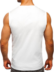 Bolf Herren Tank Top mit Motiv Weiß  14807