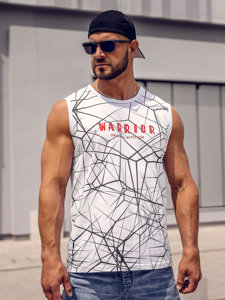 Bolf Herren Tank Top mit Motiv Weiß  14813A