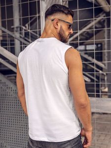 Bolf Herren Tank Top mit Motiv Weiß  14819A