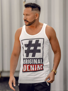 Bolf Herren Tank Top mit Motiv Weiß 14834A