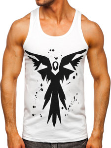 Bolf Herren Tank Top mit Motiv Weiß  14843