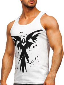 Bolf Herren Tank Top mit Motiv Weiß  14843