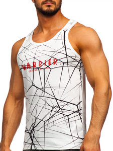 Bolf Herren Tank Top mit Motiv Weiß  14845