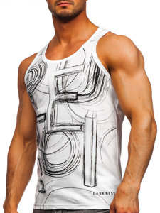 Bolf Herren Tank Top mit Motiv Weiß  14846