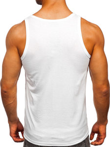 Bolf Herren Tank Top mit Motiv Weiß  14846